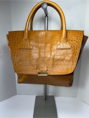 Iacucci Italian Leather Croc and Pebble Honey  Satchel Convertable, no strap